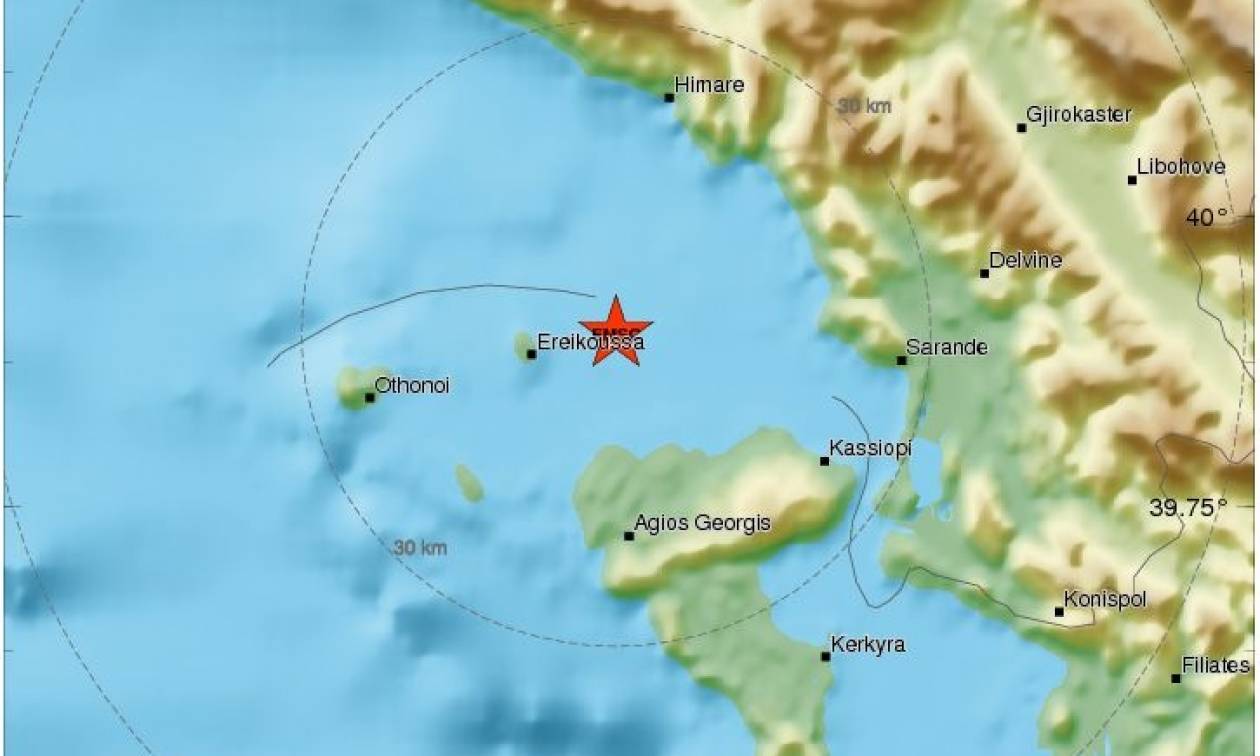 Σεισμός 4,4 Ρίχτερ στην Κέρκυρα